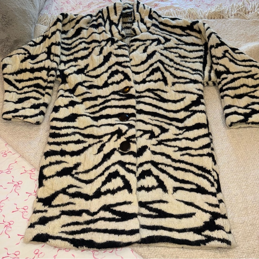 Vintage Mohair Zebra Sweater Top Coat large